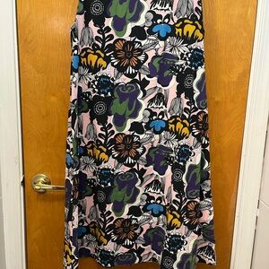 Marimekko / Uniqlo Black and Blue Floral Midi Dress